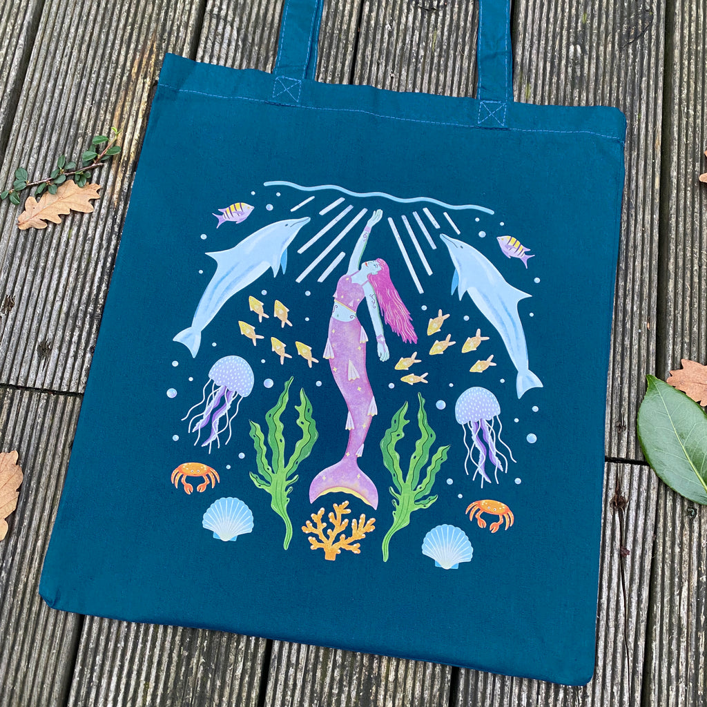 Mermaid Pattern Tote Bag