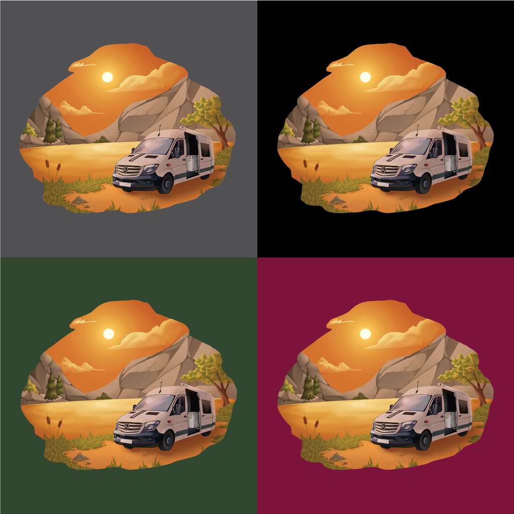 Sunset Mountains Camper T Shirt