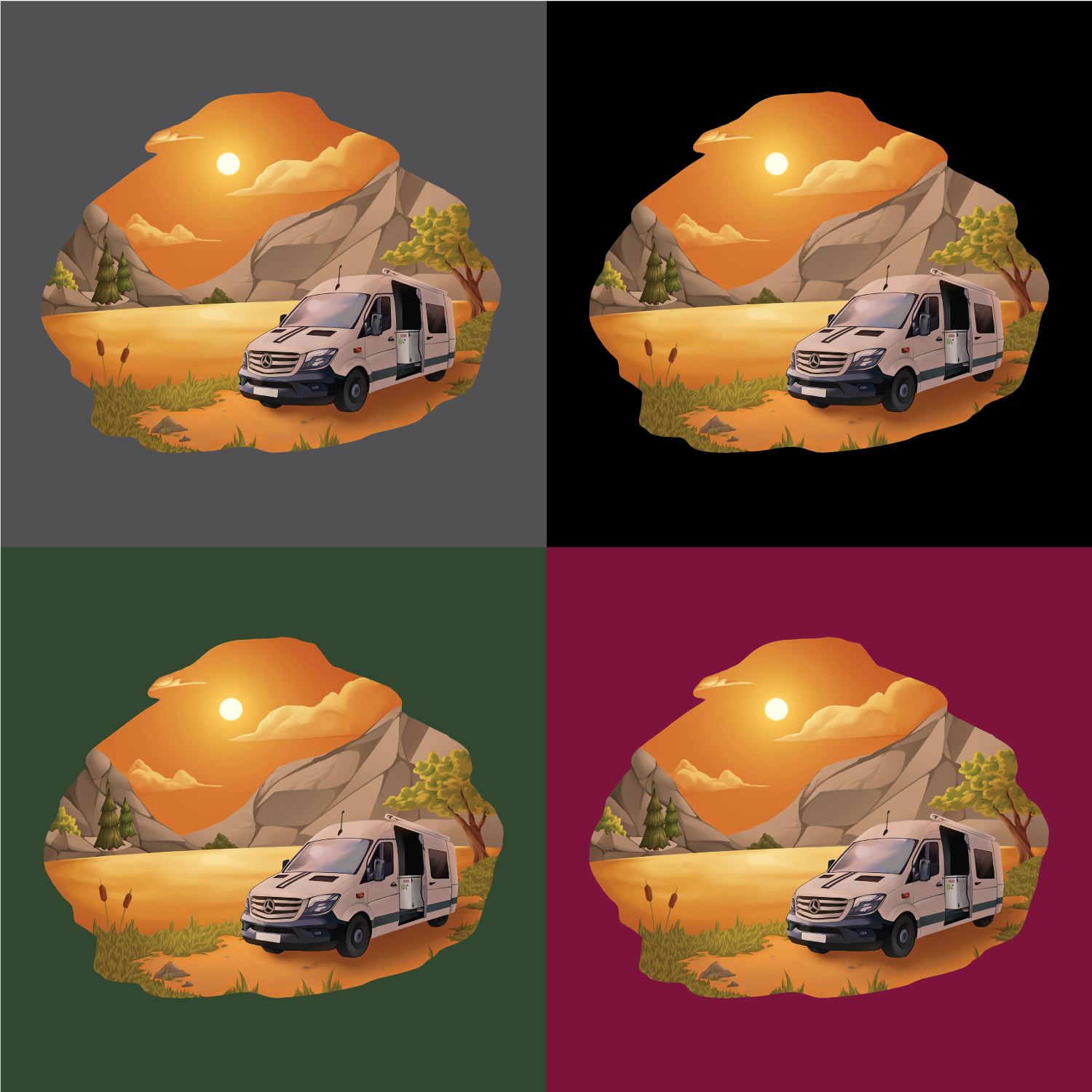 Sunset Mountains Camper T Shirt