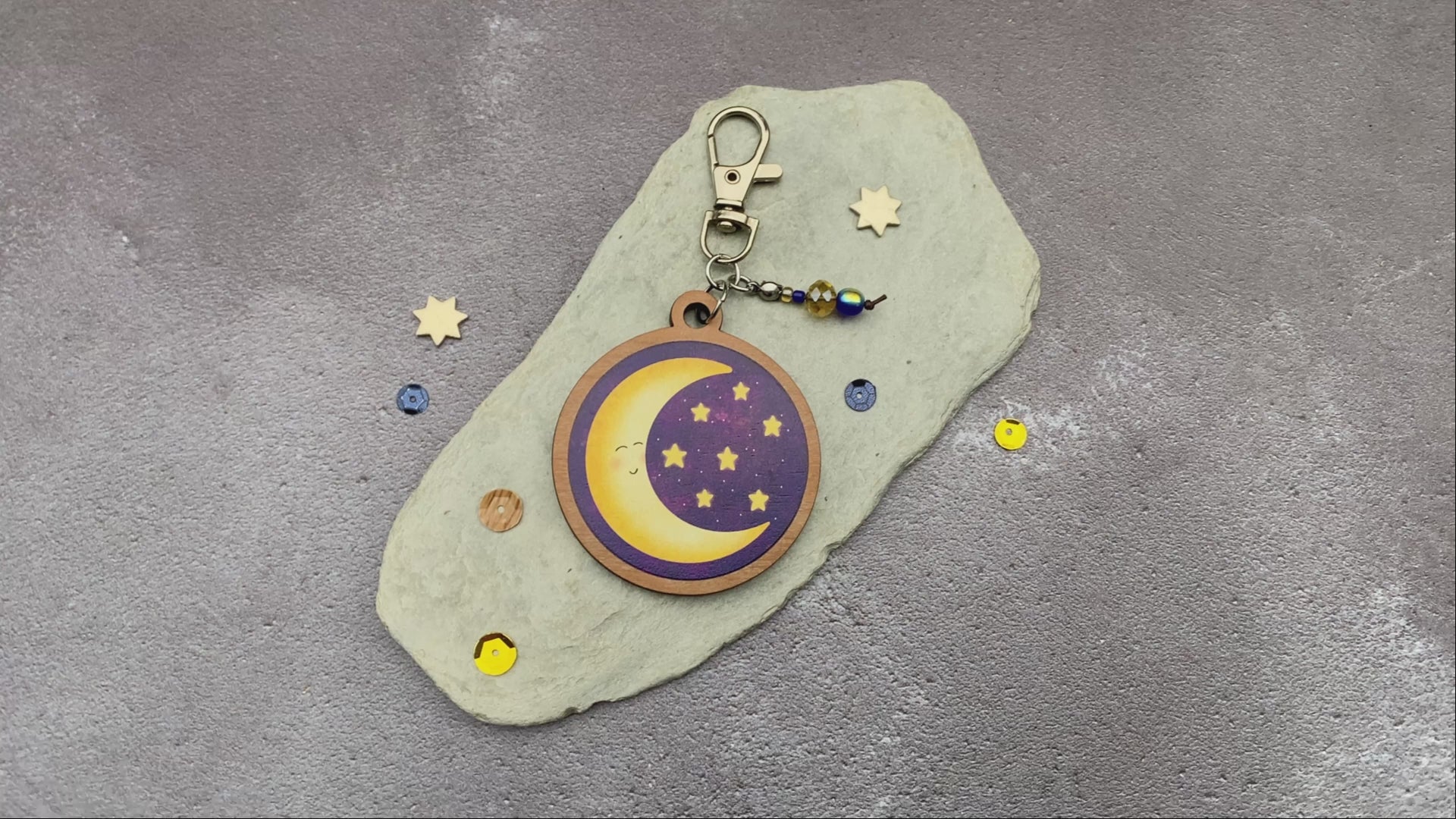 Happy Moon Keyring
